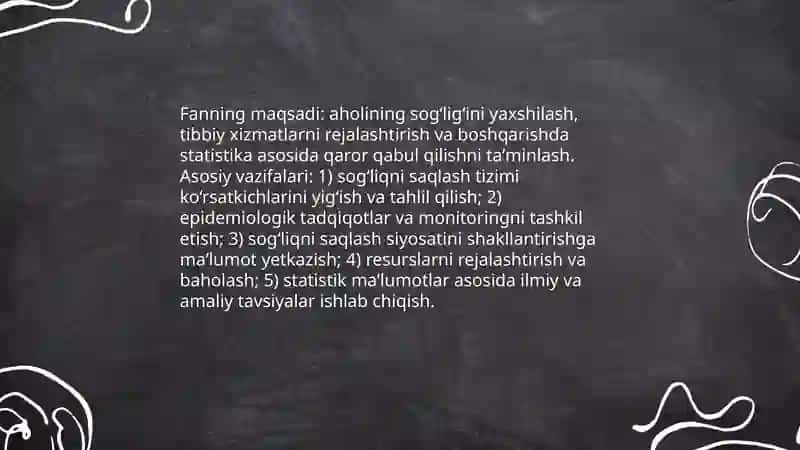 Jamiyat sogʻliqni saqlash ishi va tibbiy statistika fani 4
