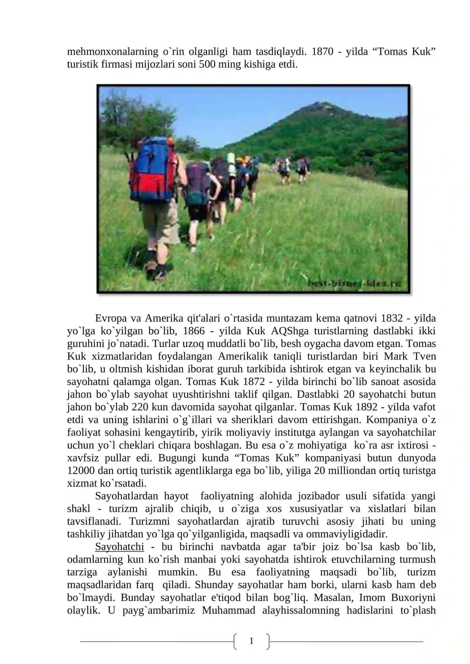 Turizmning turgan o`rni mavzusini o`rganish buyicha 4