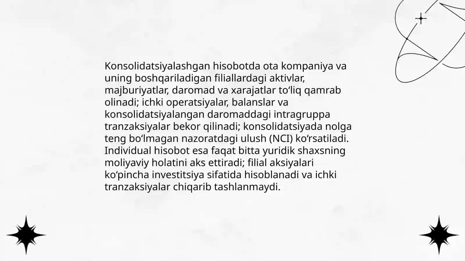 Konsolidatsiyalashgan va individual hisobot o'rasidagi farqlar 4