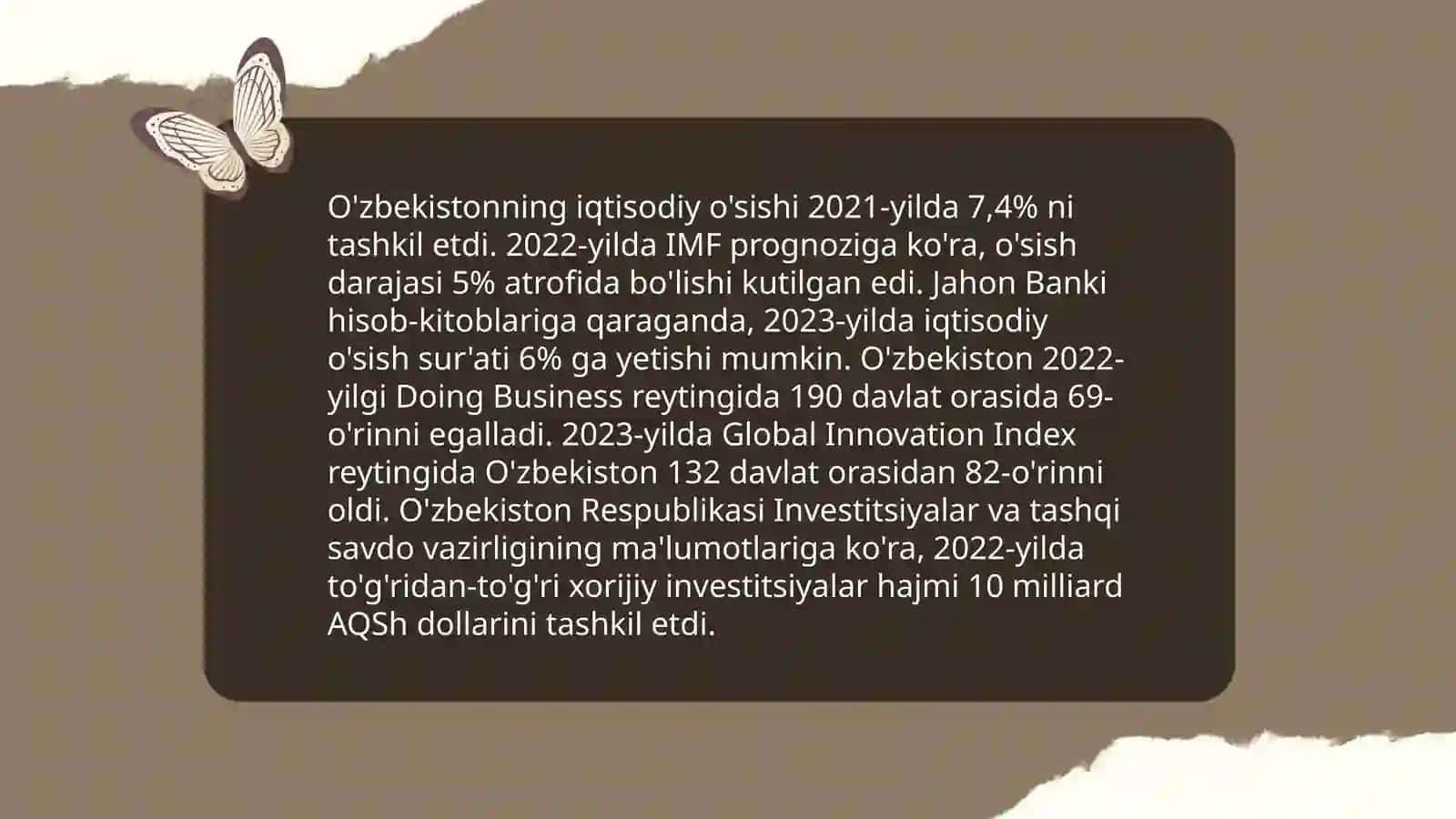 Yangi Oʻzbekistonning ijtimoiy - siyosiy, iqtisodiy va madaniy hayotida roʻy berayotgan oʻzgarishlarning xalqaro reyting va indekslarda aks etishi 4