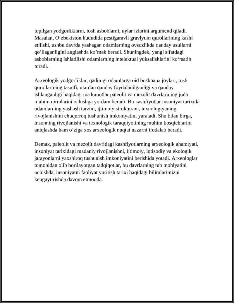 PALEOLIT VA MEZOLIT DAVRIDAGI KASHFIYOTLAR AHAMIYATI 4