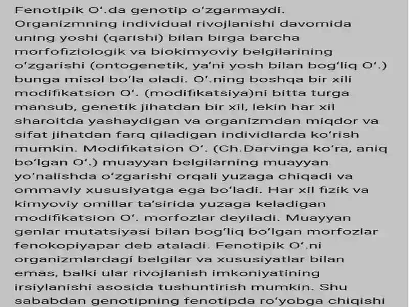 Oʻzgaruvchanlik va uning turlari 4