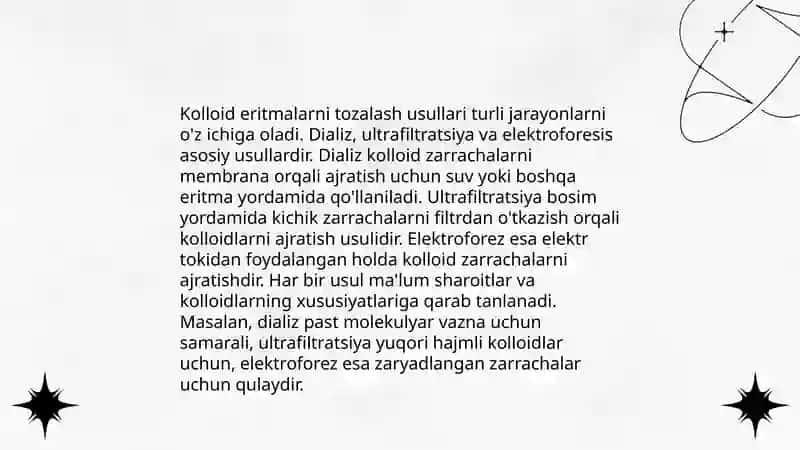 Kolloid eritmalarni dializ usulida tozalash 4