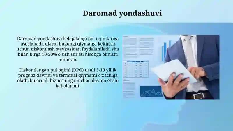 Biznesni baholash yondashuvlar, usullari va shartlari 4