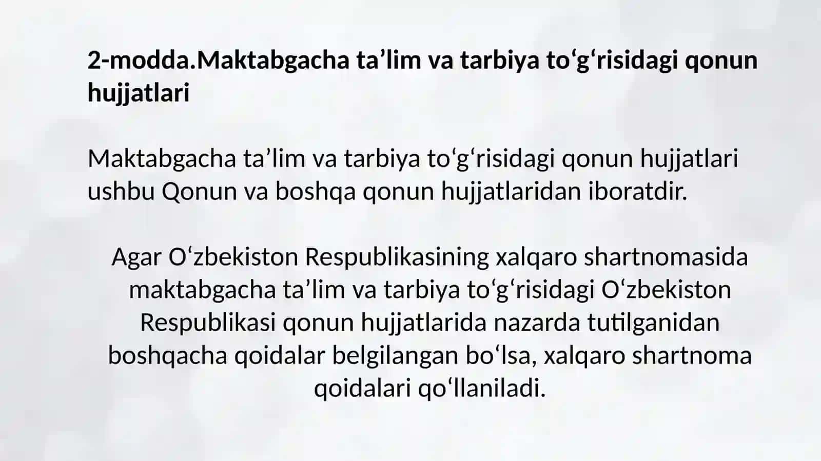 O'zbekiston respublikasi maktabgacha ta'lim to'g'risidagi qonun 4