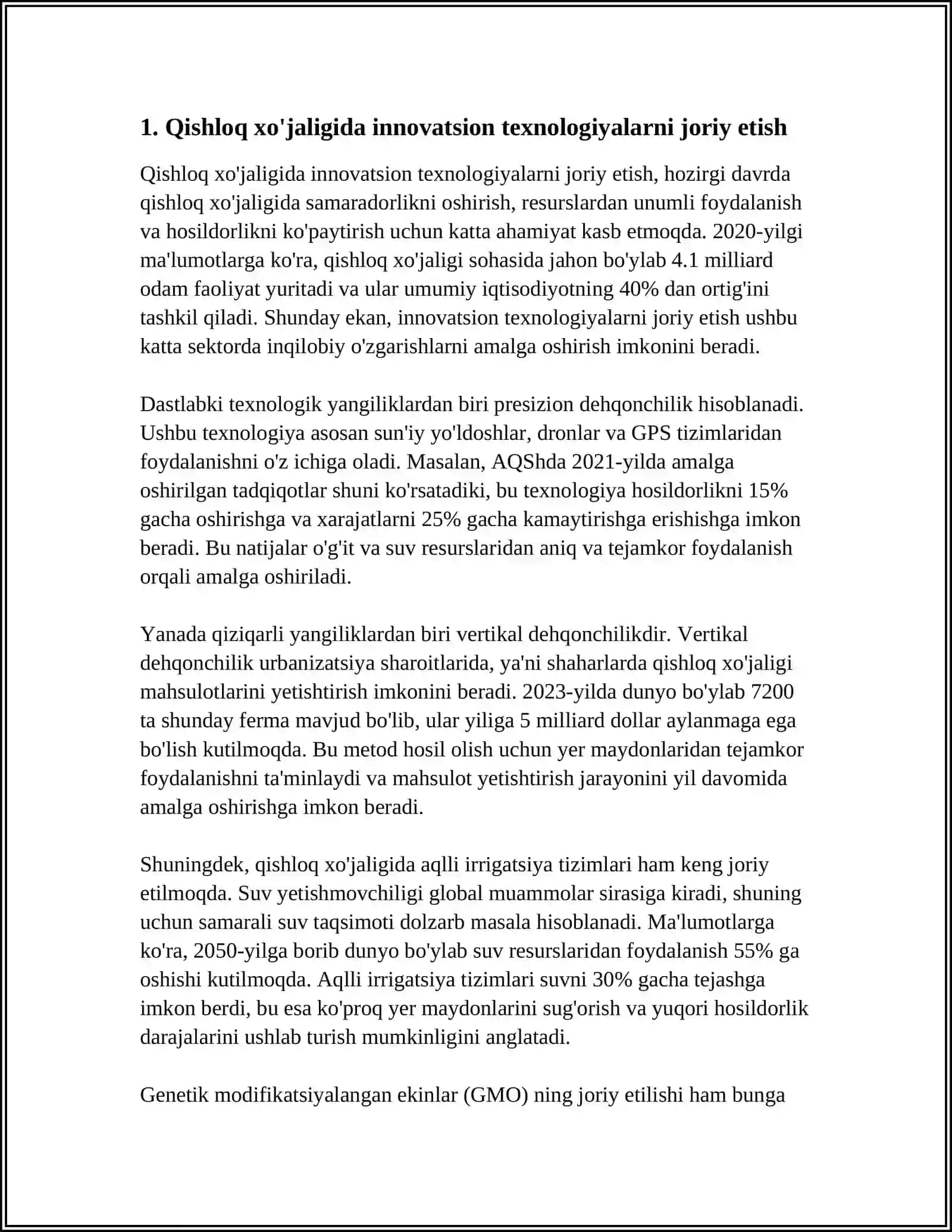 QISHLOQ XO'JALIGIDA INNOVATSION TEXNOLOGIYALARGA BO'LGAN HARAJATLAR XISOBLASH USULI 4