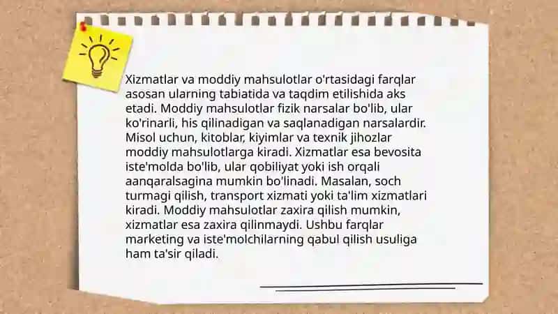Xizmatlar marketingi va ularning xususiyatlari 4