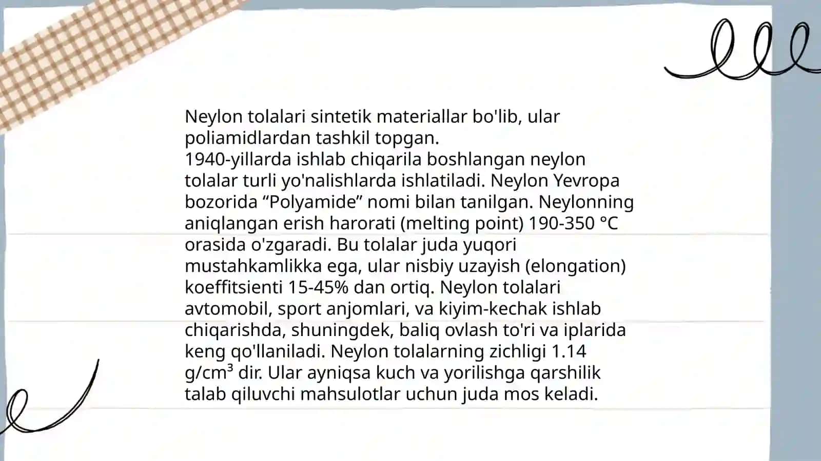 To’qimachilik va yengil sanoatda qo’llaniladigan eng muhim polimerlar 4