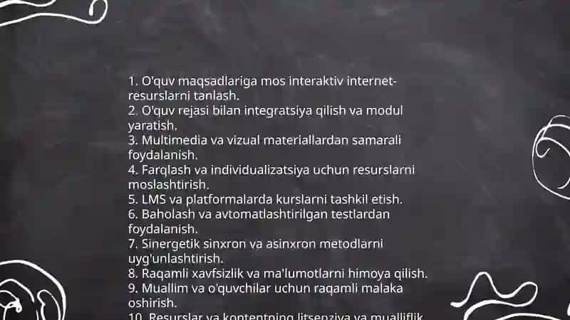 O'quv jarayonini tashkil etishda kompyuter texnologiyasi va internet tizimidan samarali foydalanishni o'rganish 4