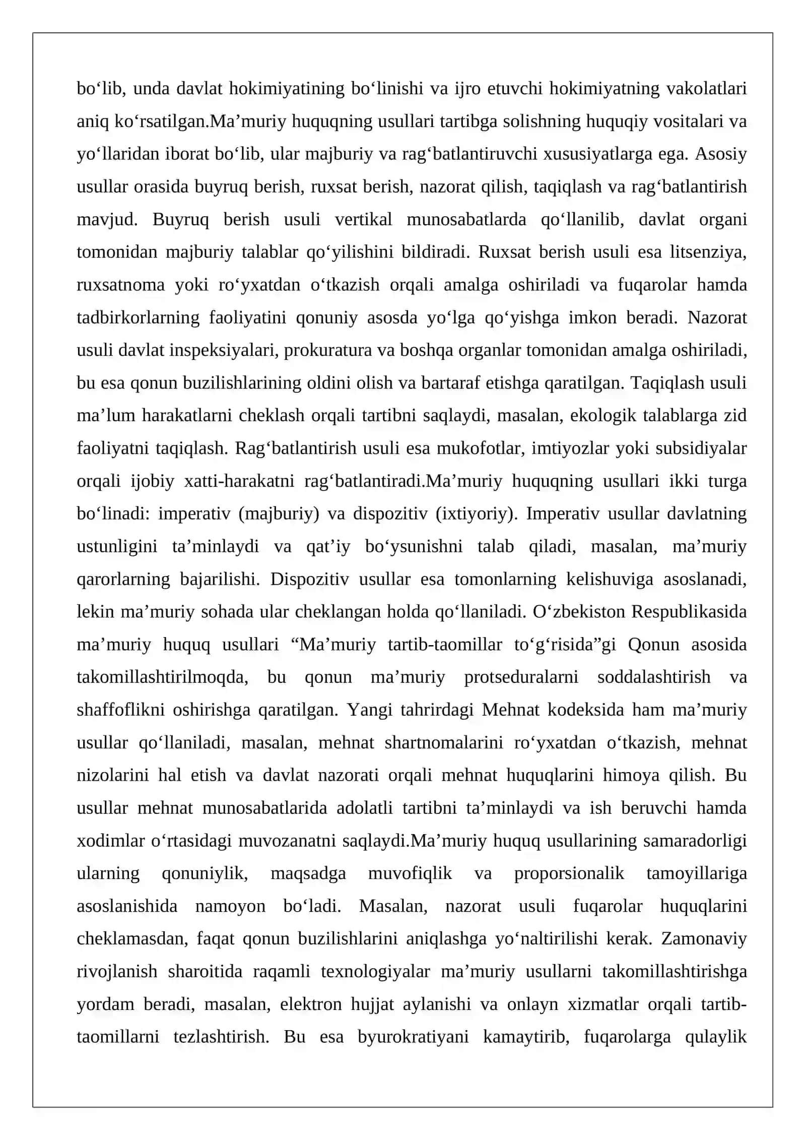 Ma’muriy huquqiy sohani ma’muriy huquqiy tartibga solish 4