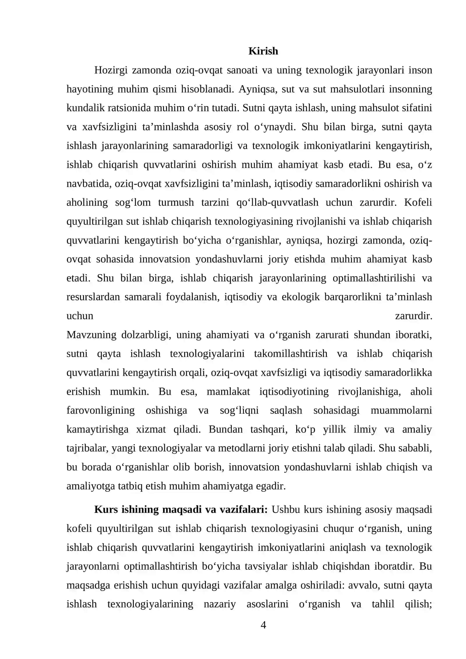 BIR SMENADA 15 TONNA SUTNI QAYTA ISHLASH QUVVATIGA EGA BO'LGAN KOFELI QUYULTIRILGAN SUTNI ISHLAB CHIQARISH HISOB-KITOBI 4