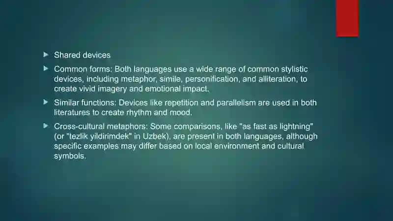 Stylistic devices in English and Uzbek literature: a comparative approach 4