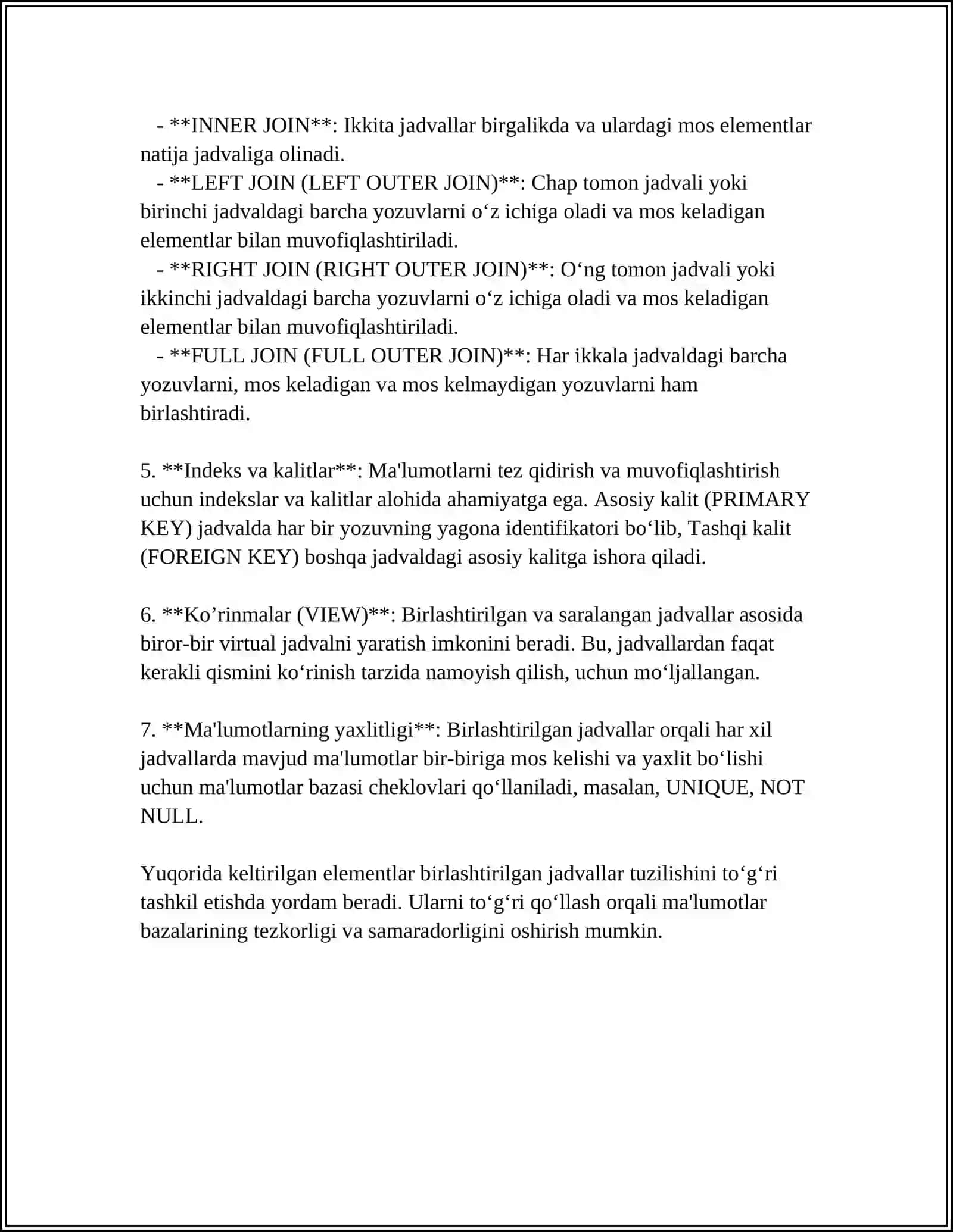 BIRLASHGAN JADVALLAR MAVZUSI 4