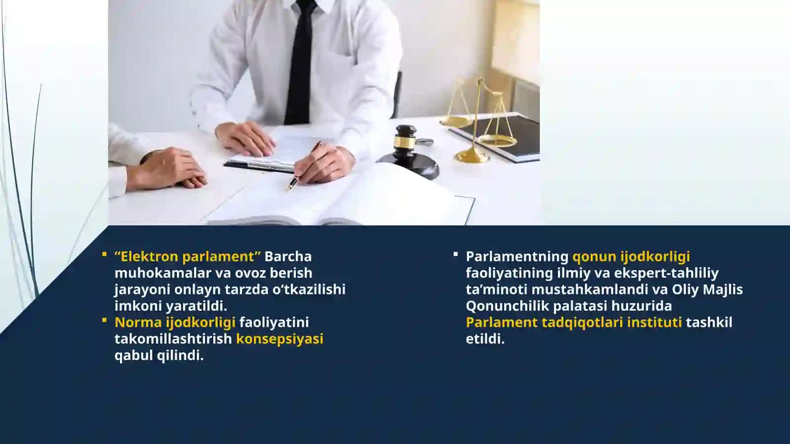 O‘zbekistonda xalqchil parlamentni shakllantirish ISLOHOTLARI 4