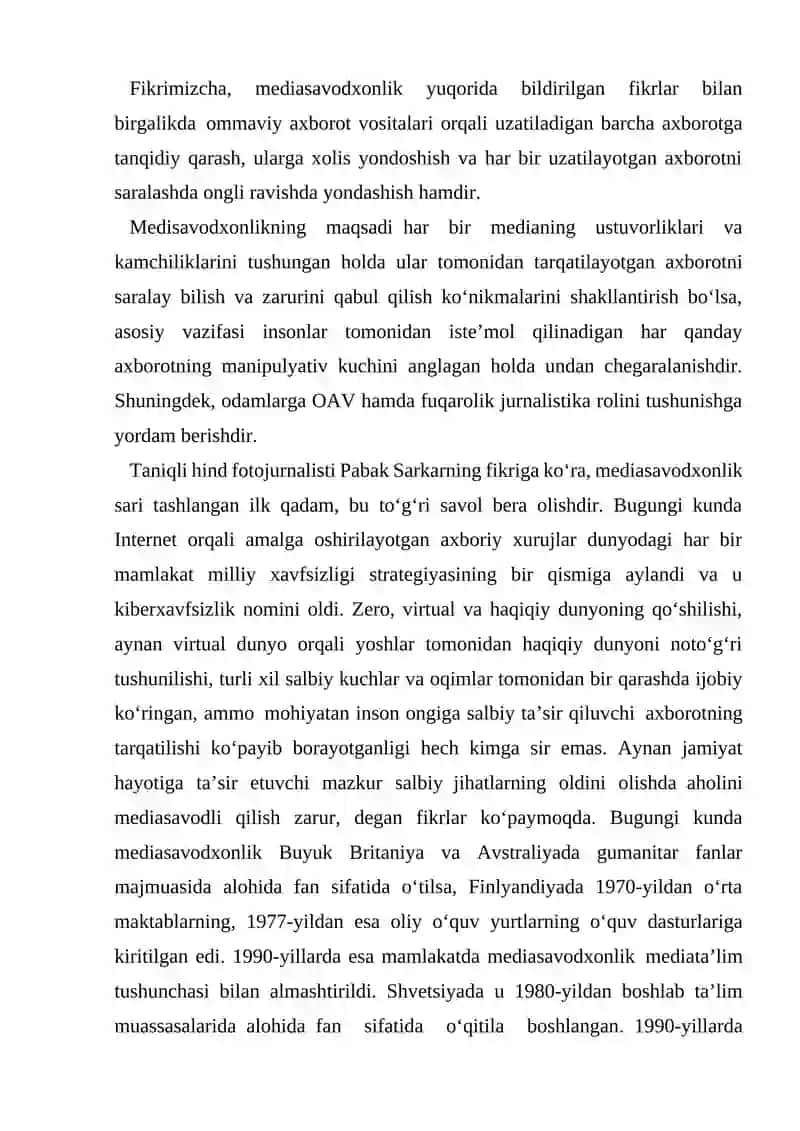 Mediasavodxonlik tushunchasi va uning ahamiyati 4