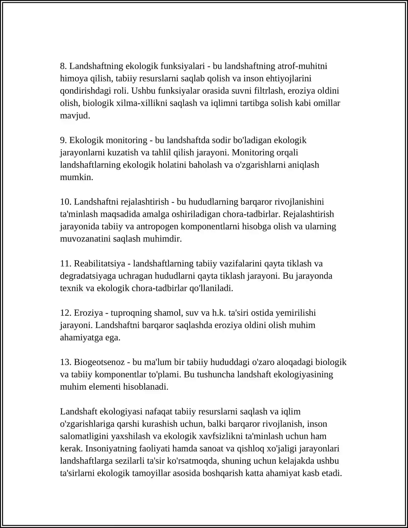 LANDSHAFT EKOLOGIYASINING TADQIQOT OBEKTI VA PREDMETI MAQSADI VA VAZIFALARI 4