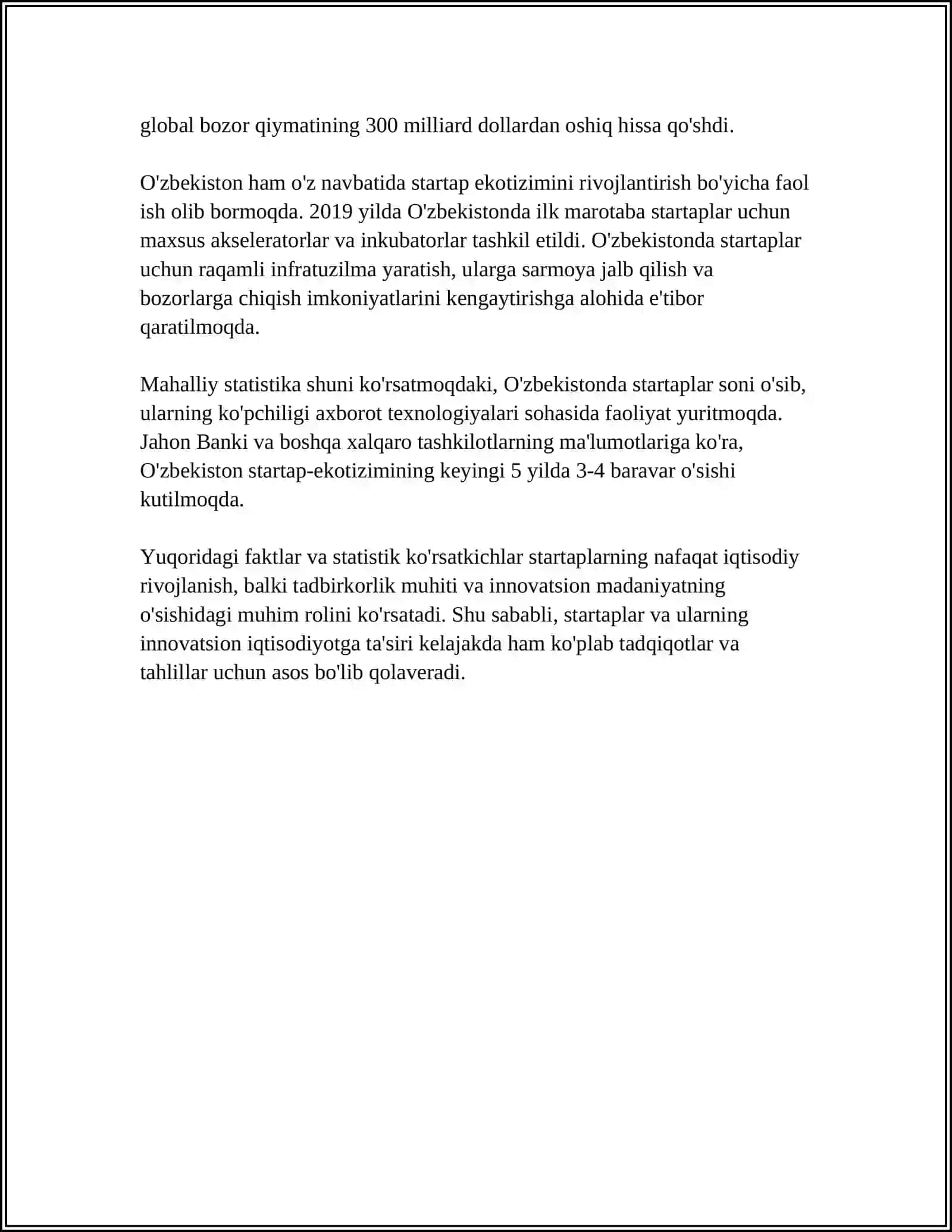 STARTAP LOYIHALARNING INNOVATSION IQTISODIYOTDAGI ROLI 4