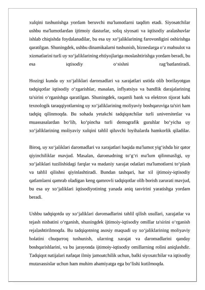 Uy xo‘jaliklari daromadlari va xarajatlari 4