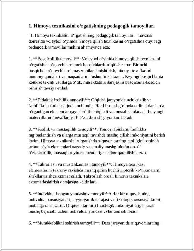 VOLEYBOL O‘YININI HIMOYA QILISH TEXNIKASINI O‘RGATISH USULLARI 4