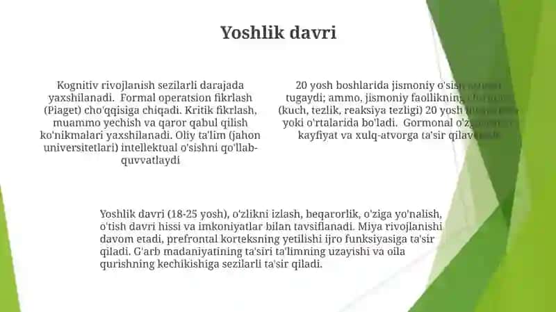 Inson organizmining o'sishi va rivojlanishi 4