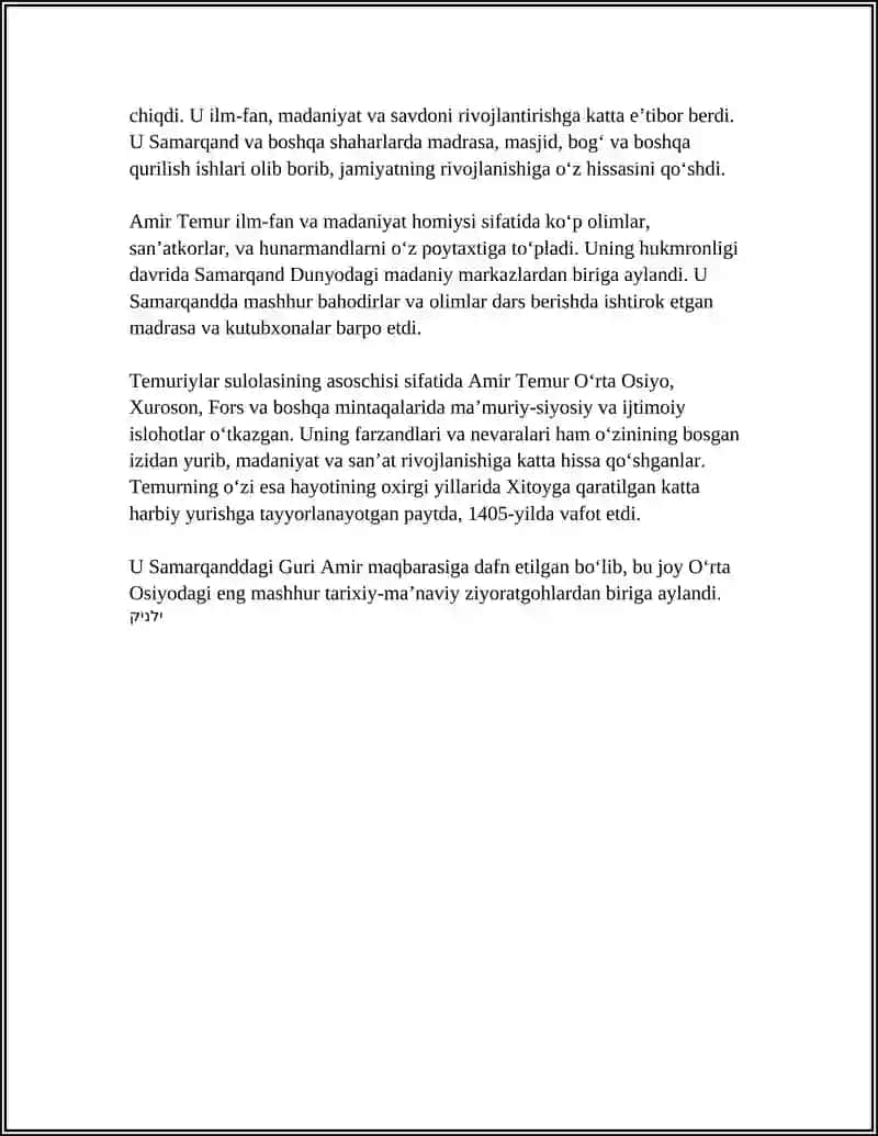 AMIR TEMUR BUYUK DAVLAT ARBOBI 4