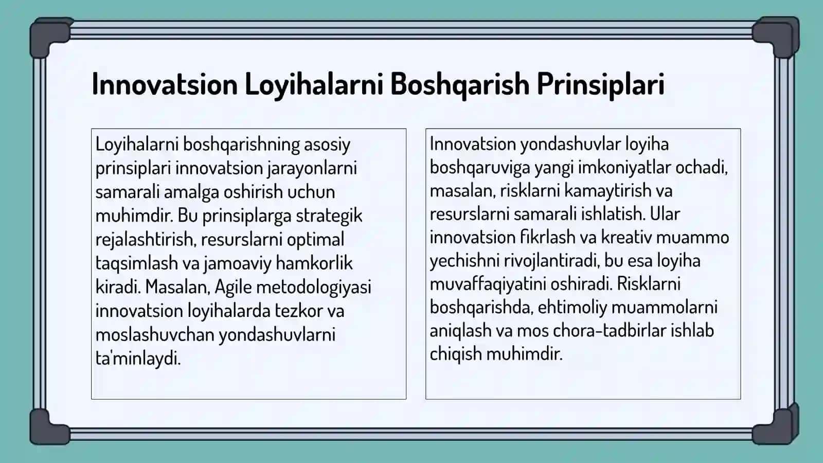 Innovatsion loyihalarni boshqarish 4