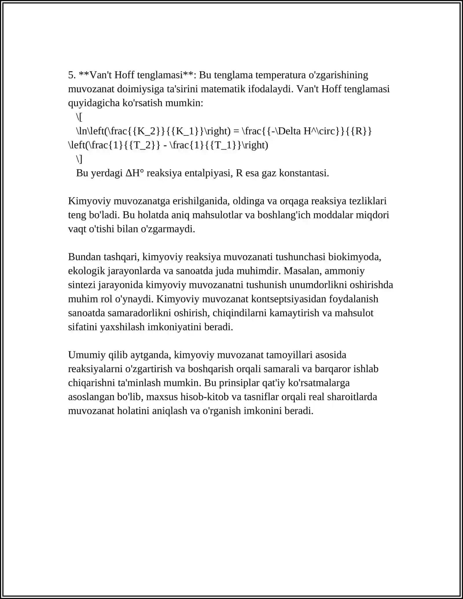 KIMYOVIY MUVOZANAT MUVOZANATNING SILJISHI 4