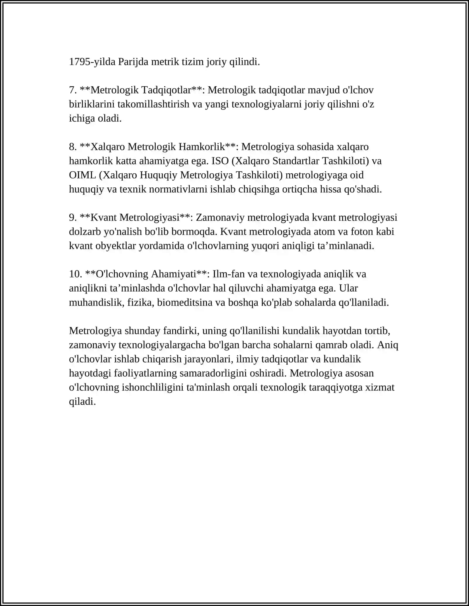 METROLOGIYA VA STANDARTLASHTIRISH HAQIDA TUSHUNCHALAR 4