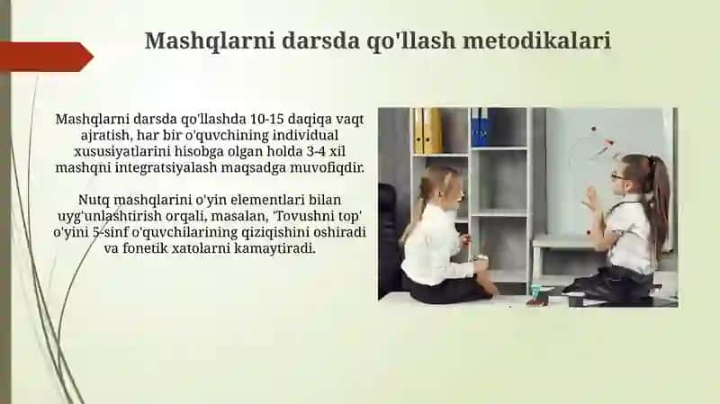 Boshlangʻich sinf o'quvchilarining nutqini oʻstirishga oid mashq turlari 4