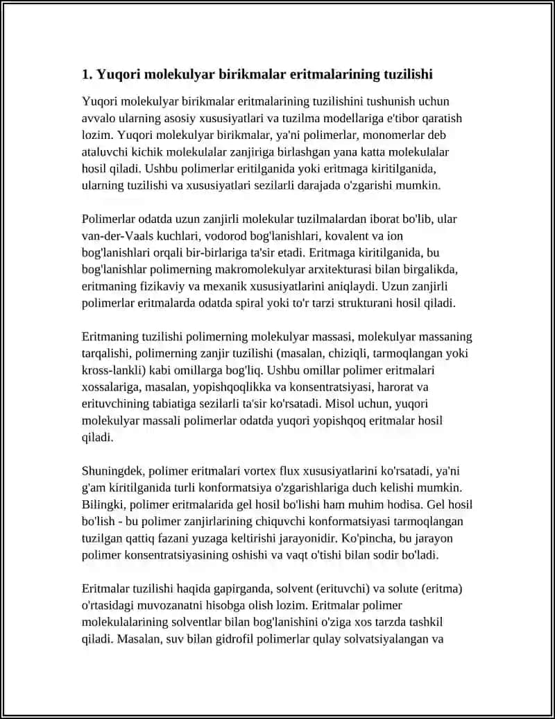 Yuqori Molekulyar Birikmalar Eritmalari va Qonning Reologik Xossalari 4