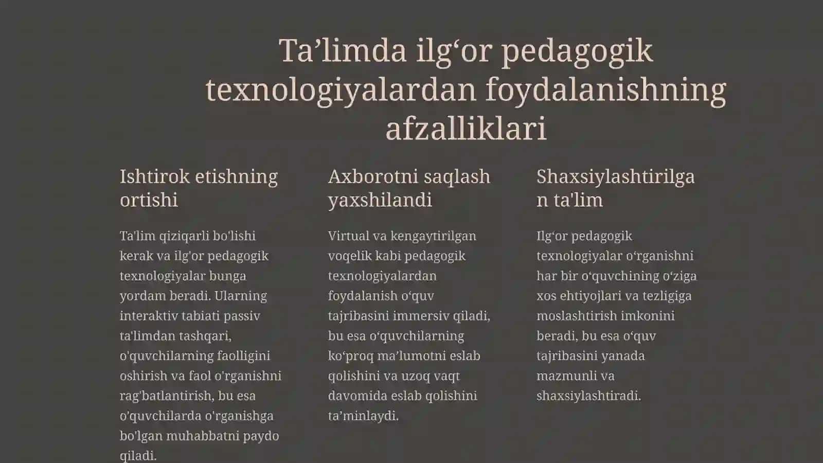 TA'LIM METODIKASI VA ILG'OR PEDAGOGIK TEXNOLOGIYALAR 4