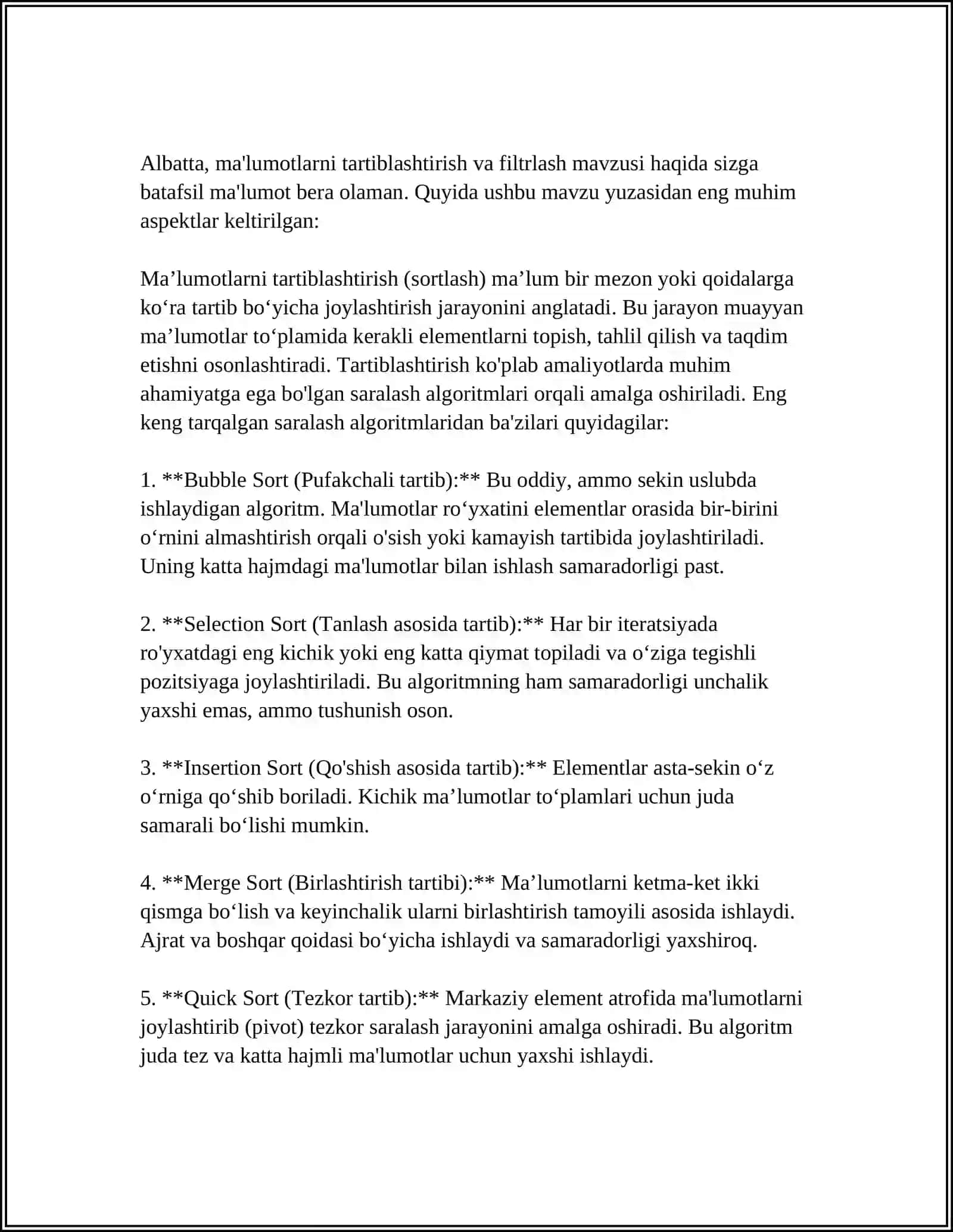 EXCEL DASTURIDA TURLI HISBOTLAR TAYYORLASH 4