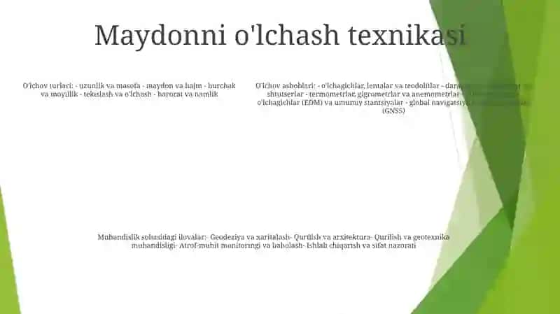 Maydonni OʻLchash Vositalari Taqdimot 4