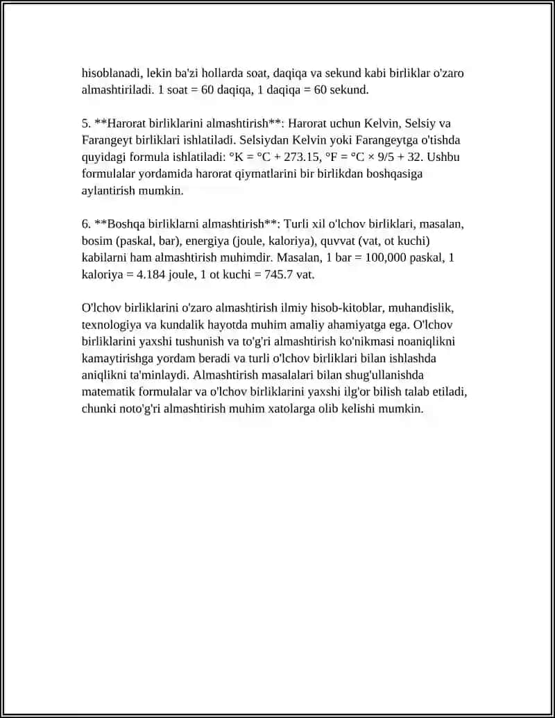 O'LCHOV BIRLIKLARI BILAN MANTIQIY TOPSHIRIQLAR 4