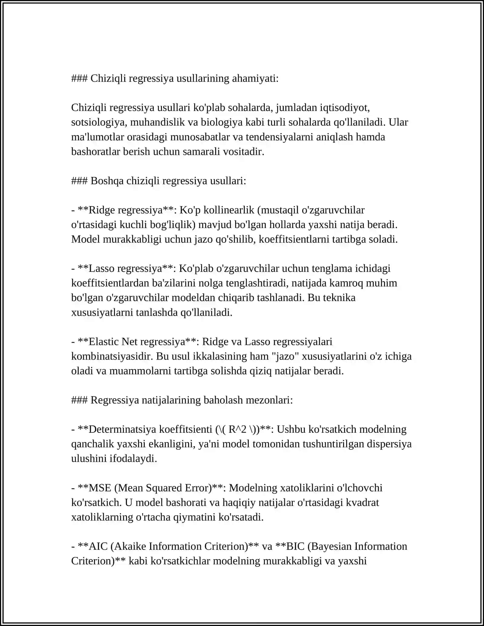 REGRESSION TAHLILNING UMUMLASHTIRILGAN SXEMALARI 4