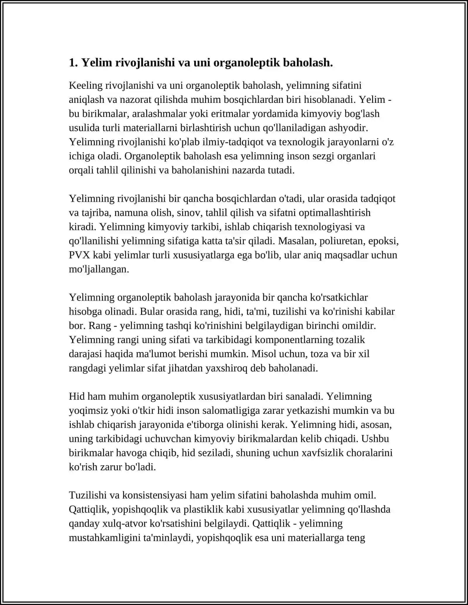 XOM ASHYONI TURI VA SIFATINI ORGANALEPTIK USULDA ANIQLASH 4