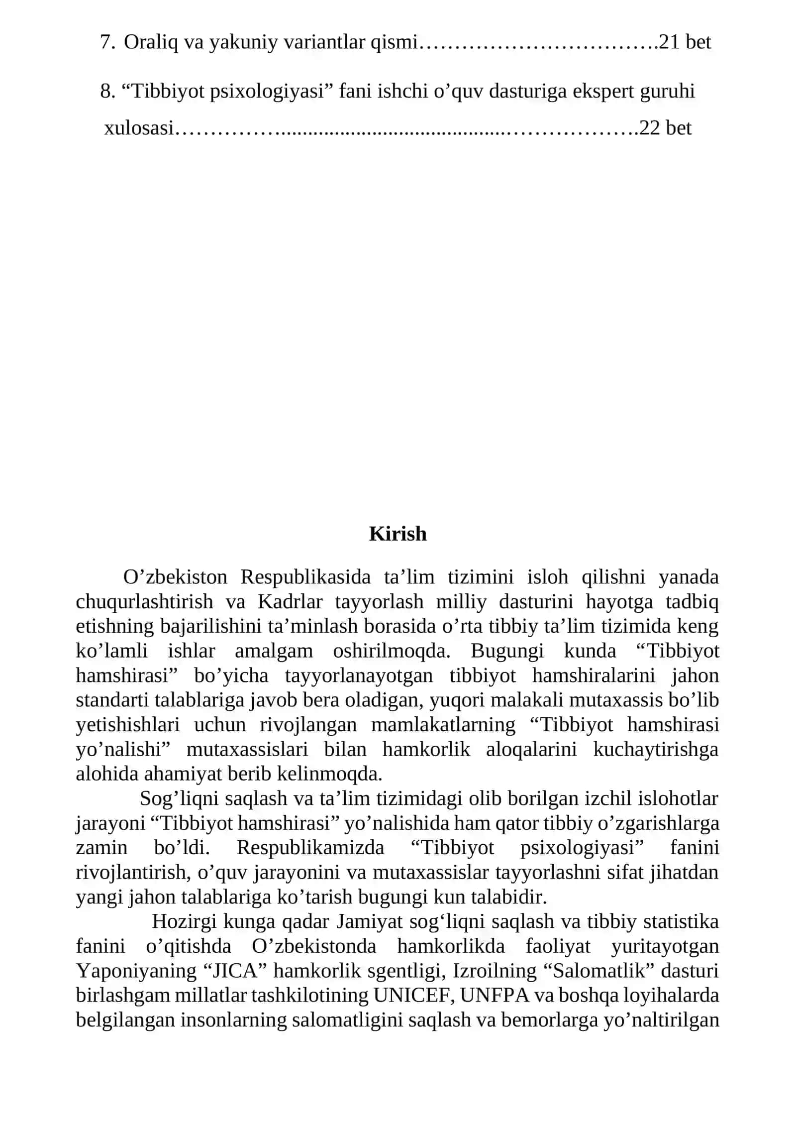 Ishchi O'quv dasturi "TIBBIYOT PSIXOLOGIYASI" fani 4