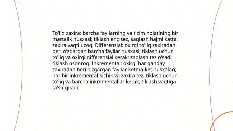 Ma’lumotlar xavfsizligi va zaxiralash 4