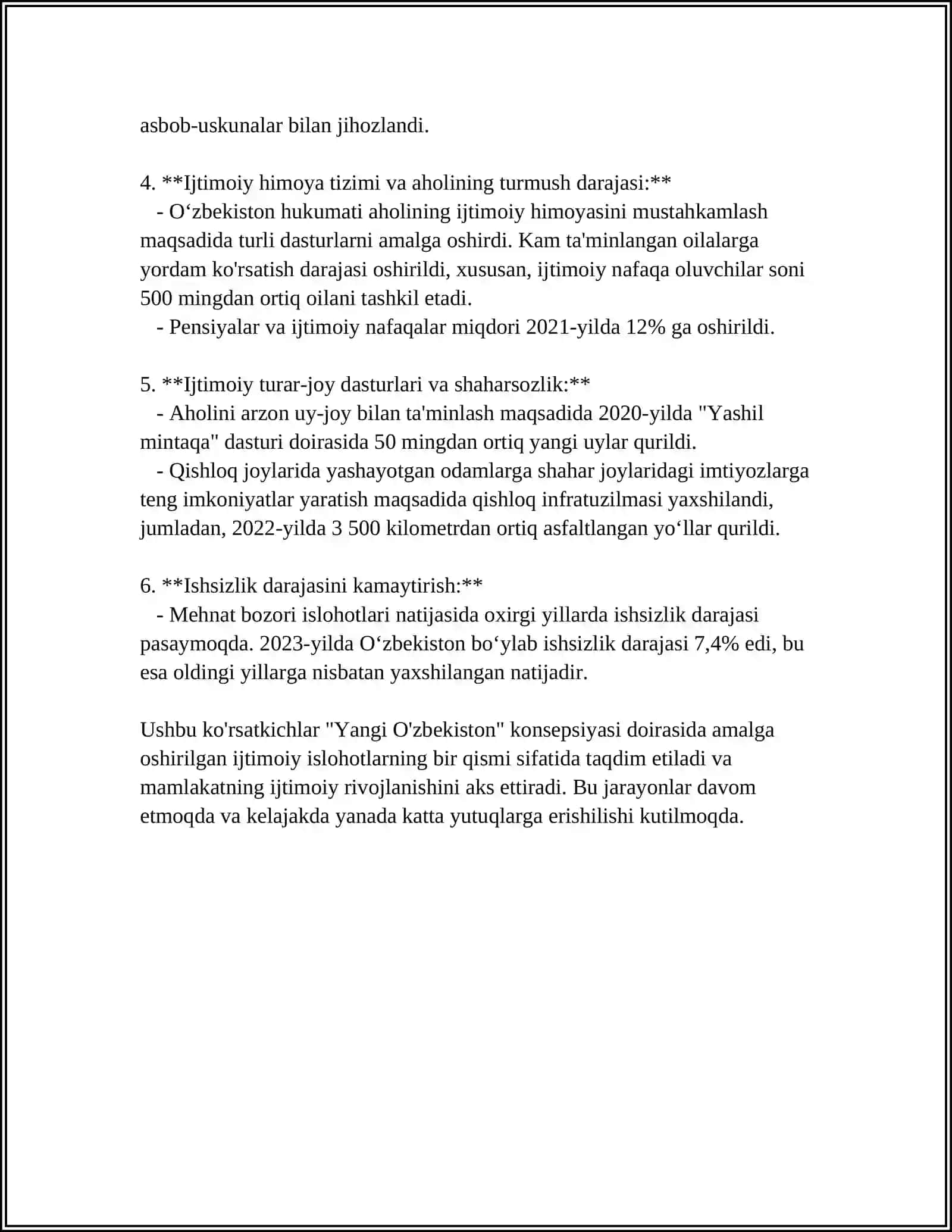 YANGI O'ZBEKISTON IJTIMOIY- SIYOSIY, IQTISODIY VA ERKINLIKLARI KAFOLATINING YARATILISHI 4