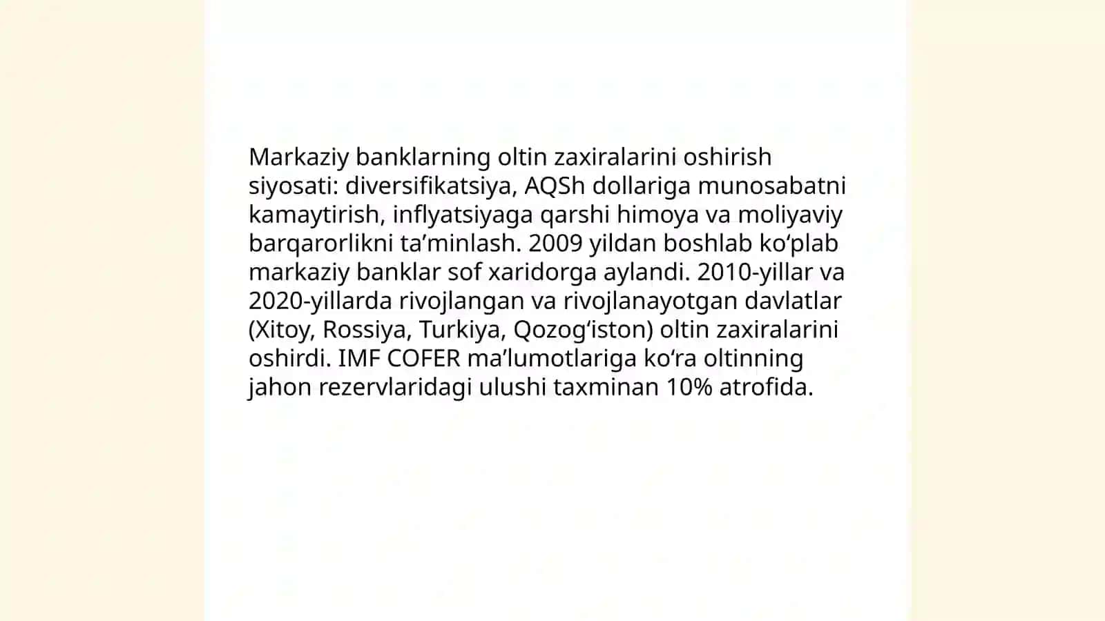 Global oltin bozori rivojlanishining zamonaviy tendensiyalari 4