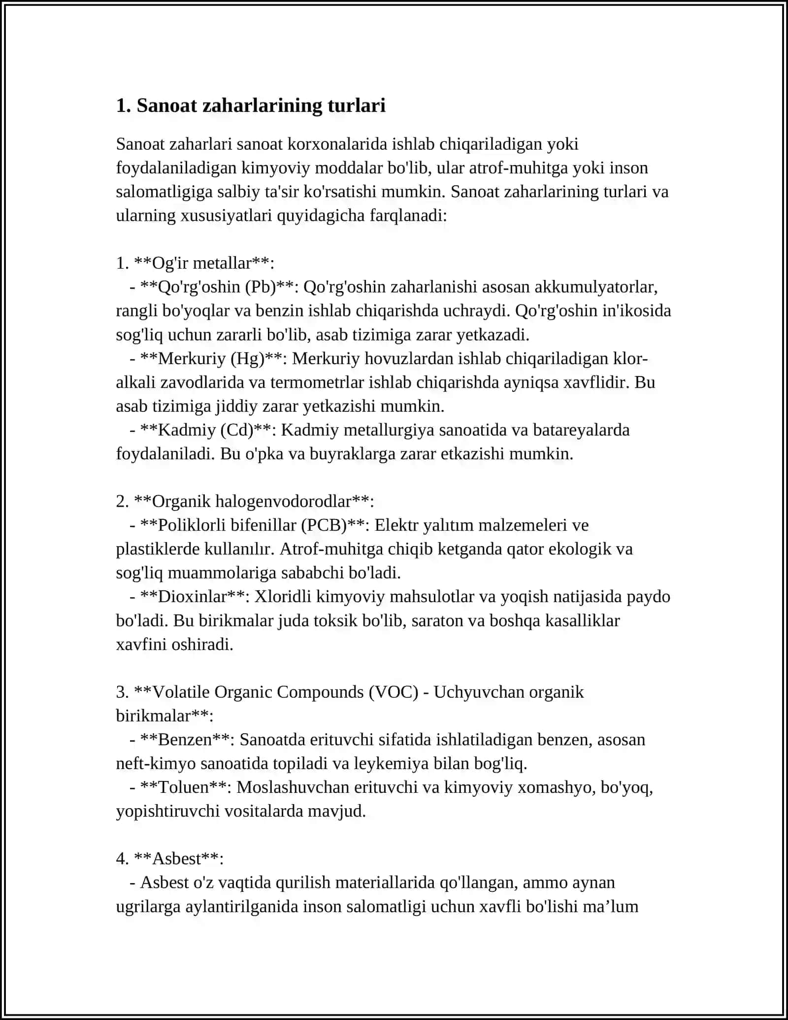 SANOAT ZAHARLARINING INSON ORGANIZMIGA TAʼSIRI SLAYD 4