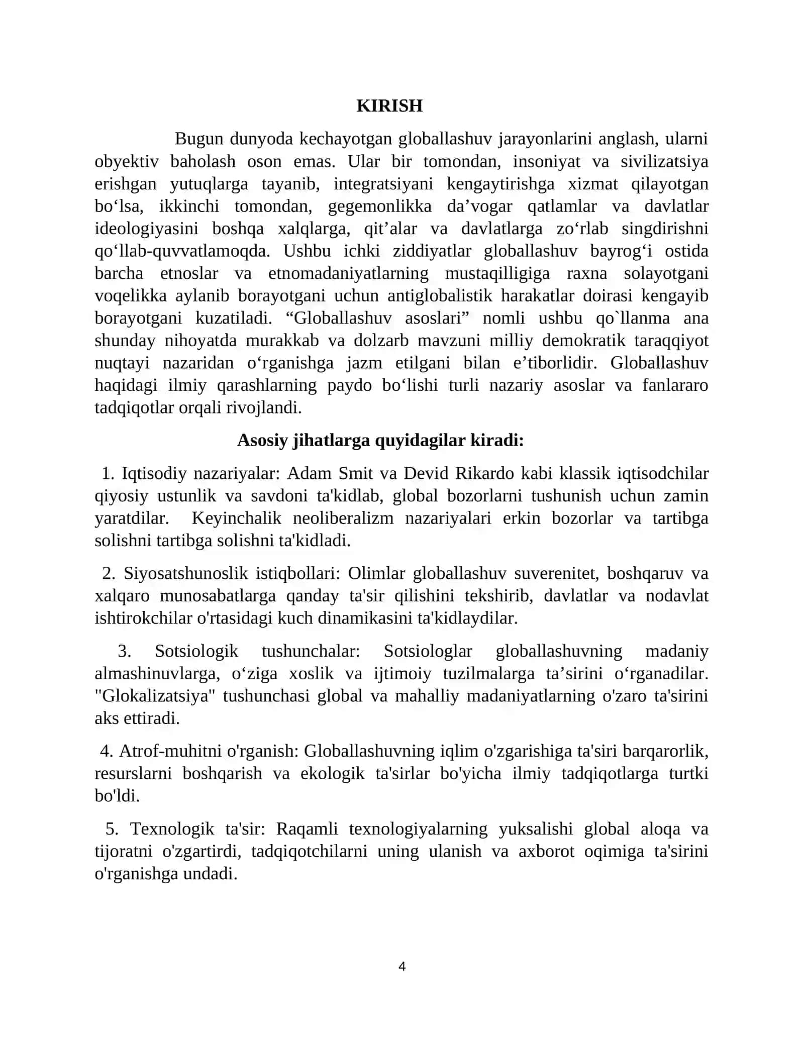Globallashuv borasidagi ilmiy qarashlarning vujudga kelishi va rivojlanishi 4