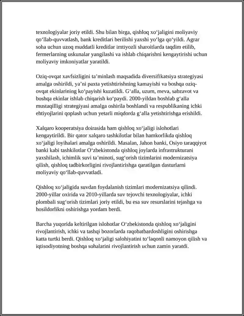 MUSTAQIL YILLARDA QISHLOQ XOJALIGI SANOAT SOHASIDAGI OZGARISHLAR 4