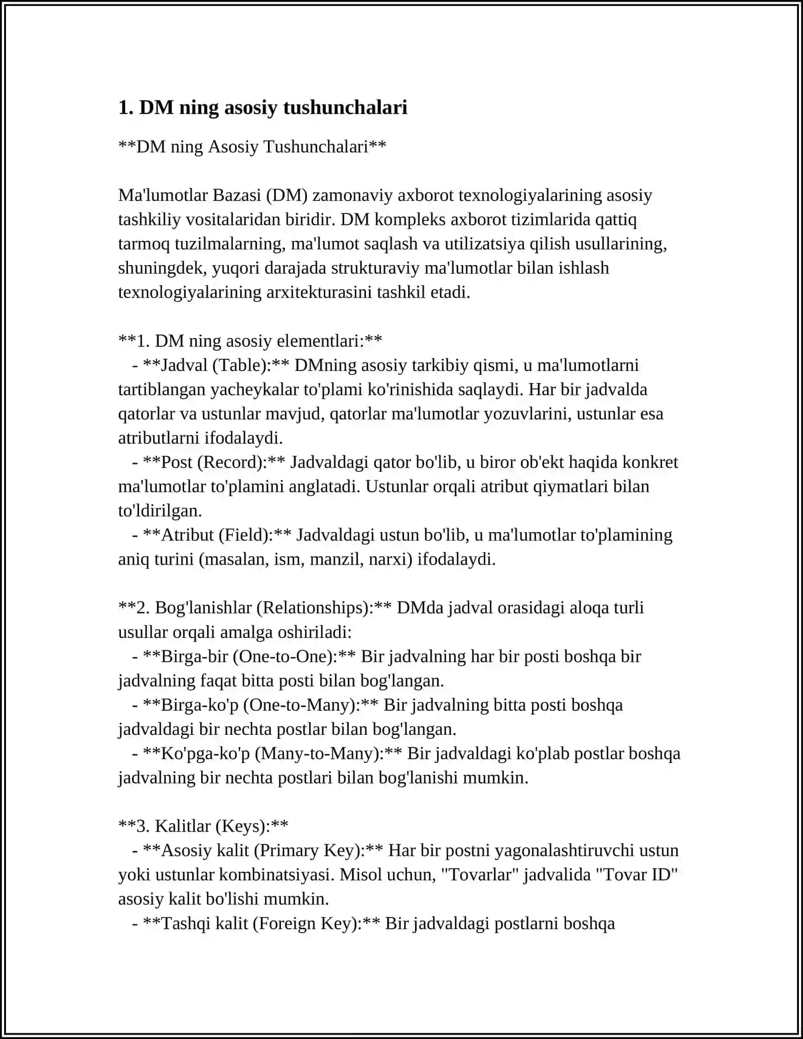 DM NING SPORADIK TIZMLARIDA TS GURUHLI KANALLARIDAN FOYDALANISH TAMOYILLARI VA ALGORITMI 4