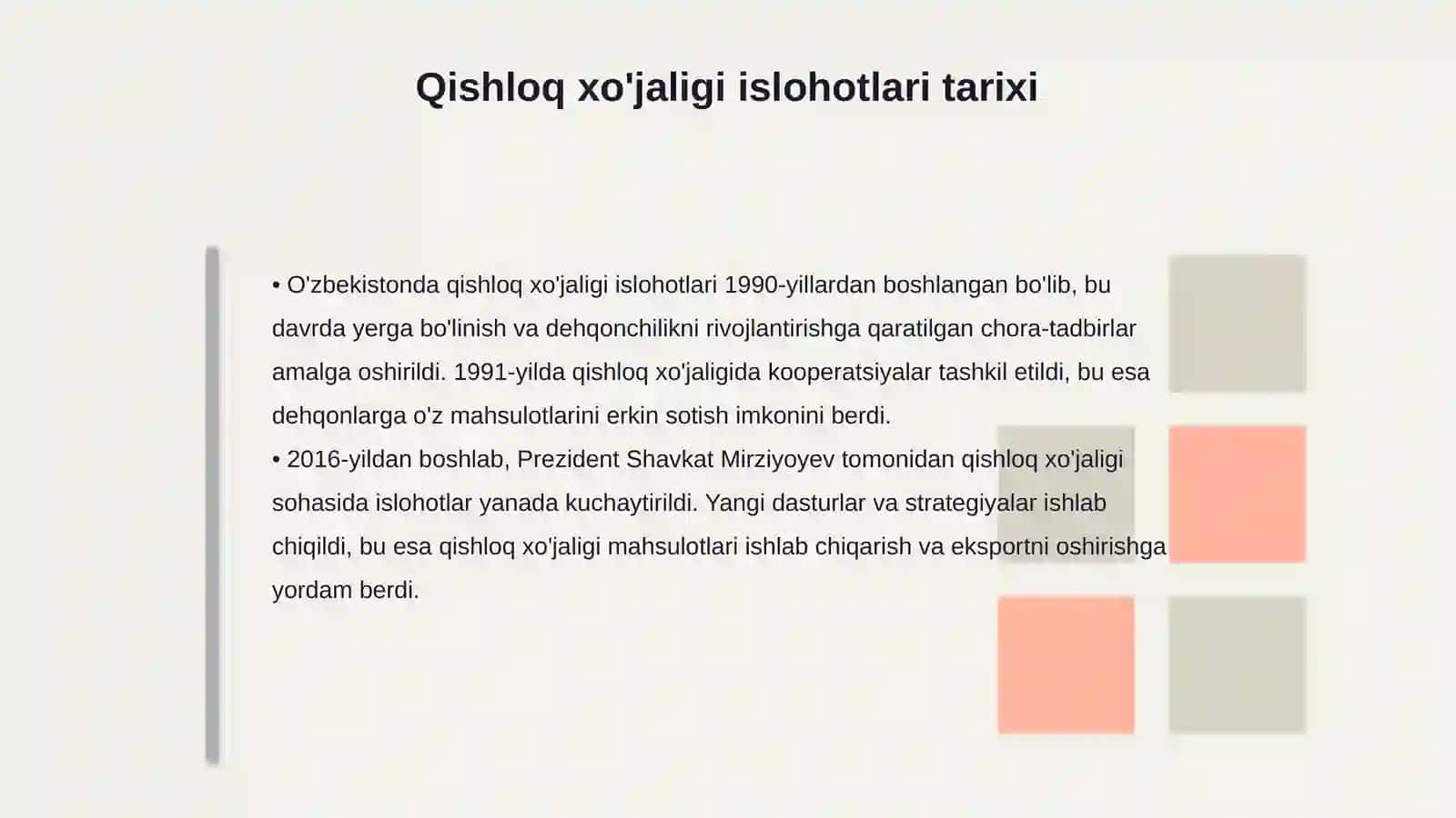 Agrar siyosat va qishloq xo'jaligidagi islohotlar 4
