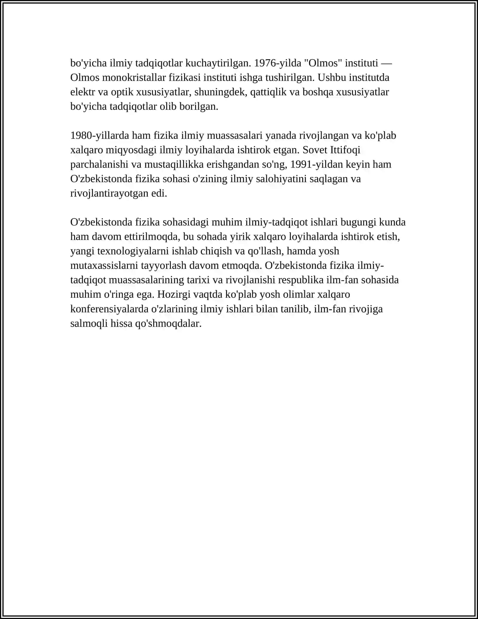 O'ZBEKISTONNING FIZIKA ILMIY-TADQIQOT MUASSASALARI HAQIDA 4