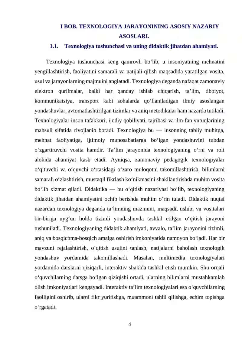 TEXNOLOGIYA JARAYONINING TAHLILIGA DIDAKTIK TUSHUNCHA 4