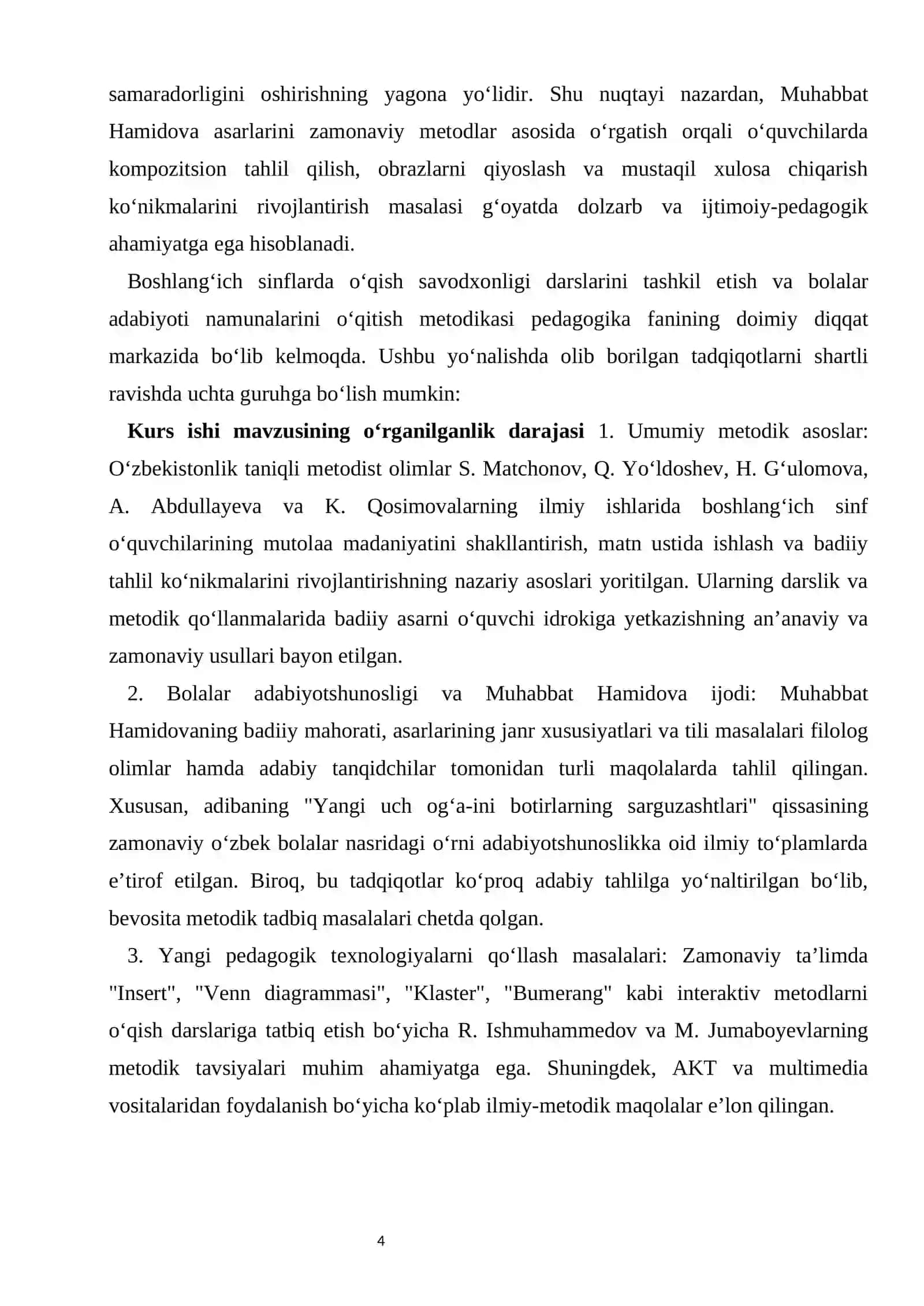 Boshlang‘ich sinflarda Muhabbat Hamidova ijodini yangi pedagogik texnologiyalar orqali o‘tish metodikasi 4