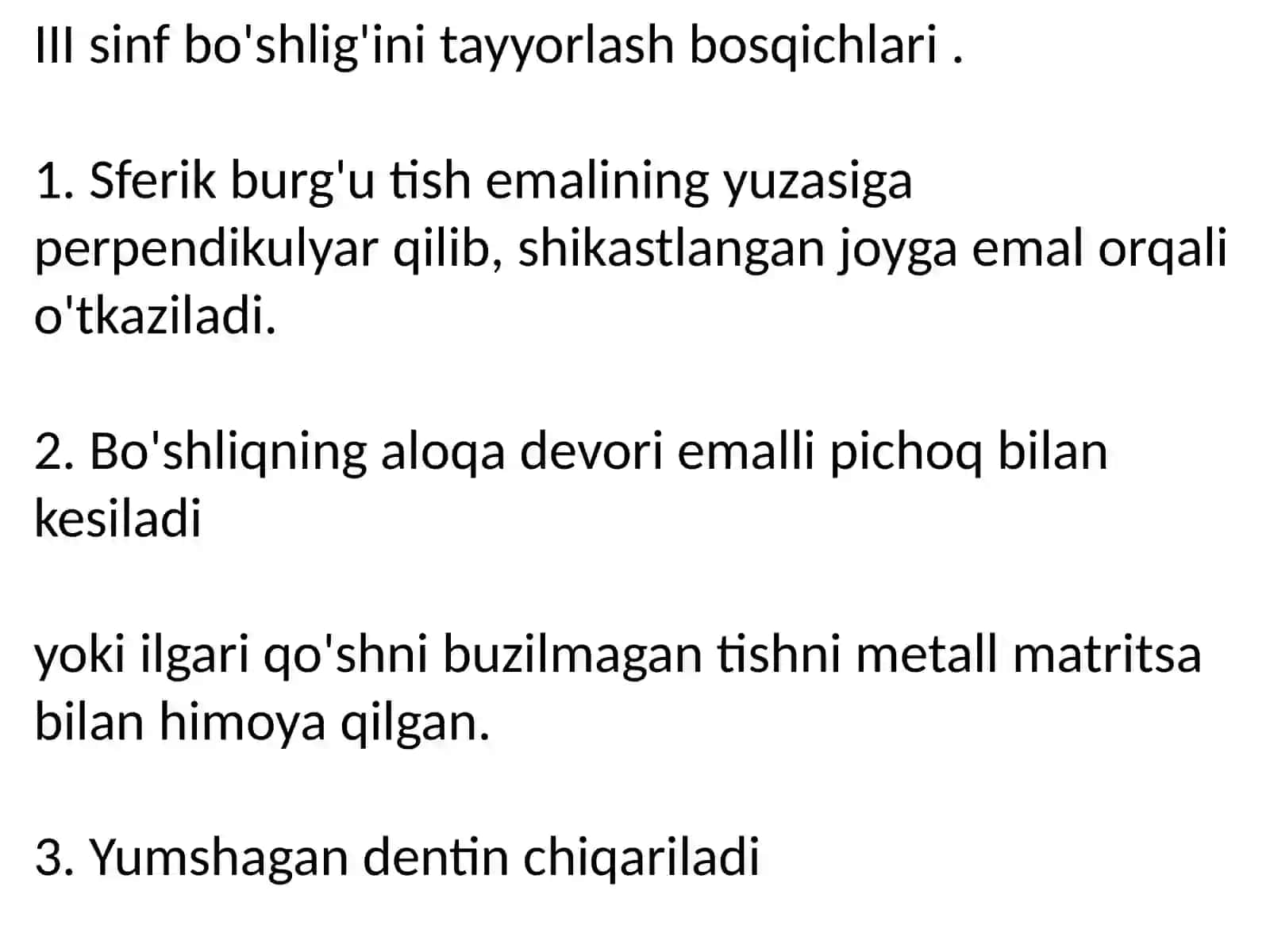 Fatomlarda 3 sinif karioz kovakni charxlash tamoyillari. 4
