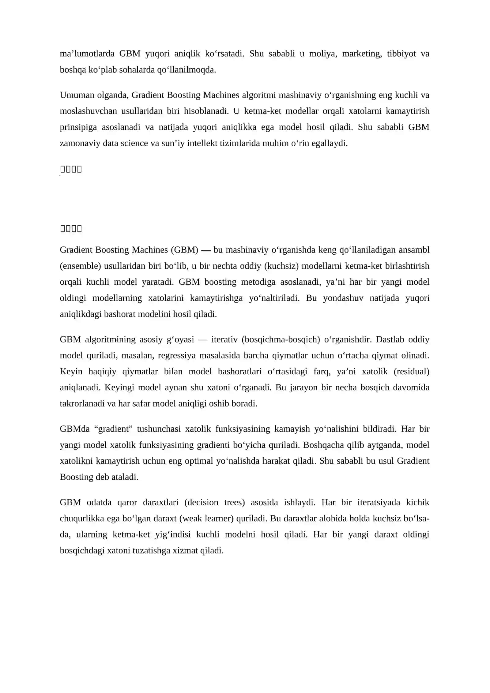 Gradient Boosting Machines (GBM) algoritmining asosiy tushunchalari va ishlash prinsipi 4